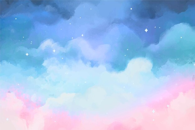 Hand painted watercolor pastel sky background