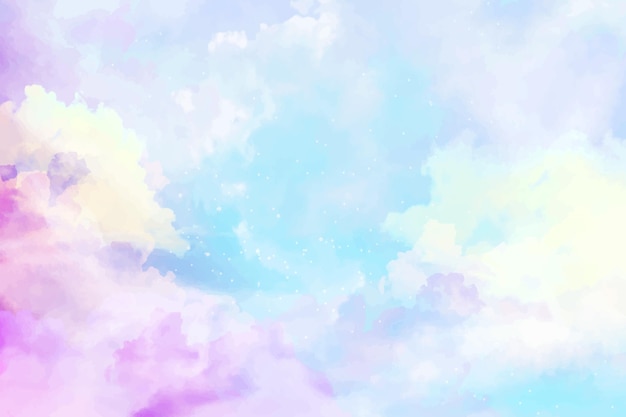 Free vector hand painted watercolor pastel sky background