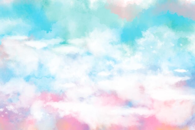 Hand painted watercolor pastel sky background