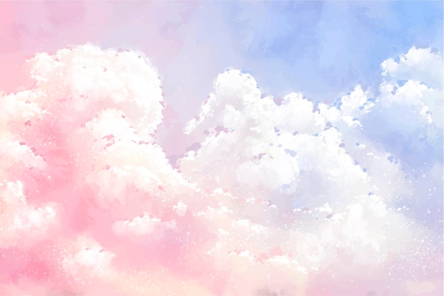 Hand painted watercolor pastel sky background