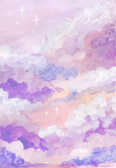 Hand painted watercolor pastel sky background