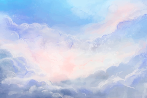 無料ベクター 手描きの水彩パステル空の背景
