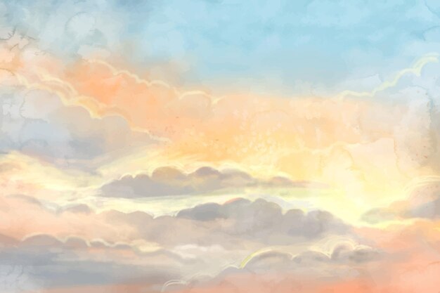 Hand painted watercolor pastel sky background