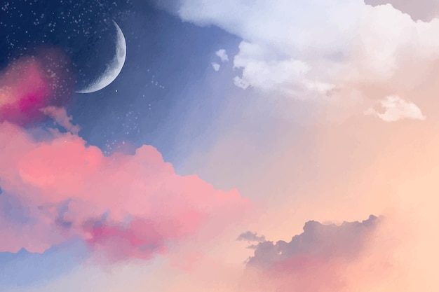 Free vector hand painted watercolor pastel sky background