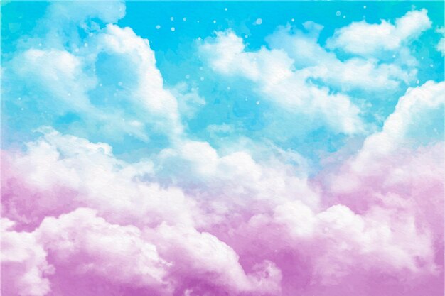 Hand painted watercolor pastel sky background