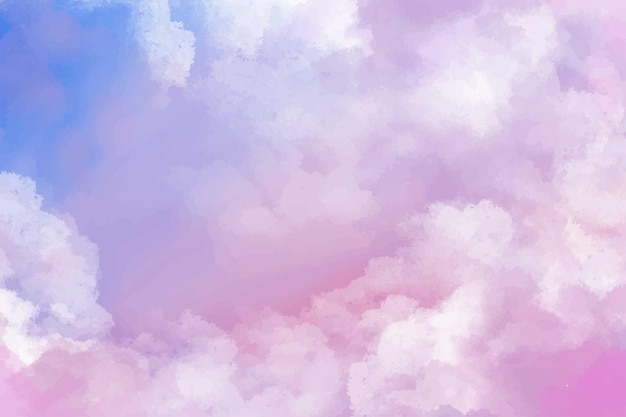手描きの水彩パステル空雲の背景