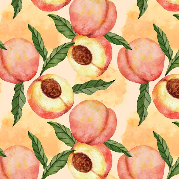 Hand painted watercolor peach pattern design
