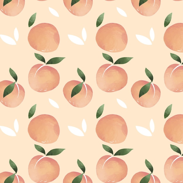 Free vector hand painted watercolor peach pattern design