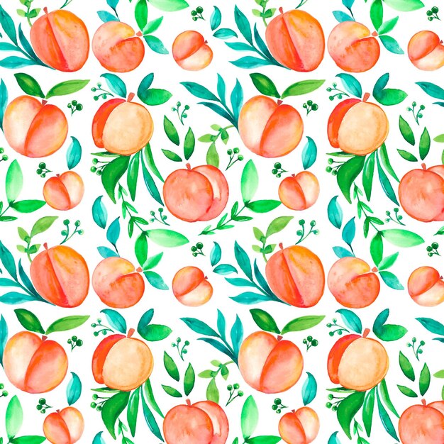 Free vector hand painted watercolor peach pattern design