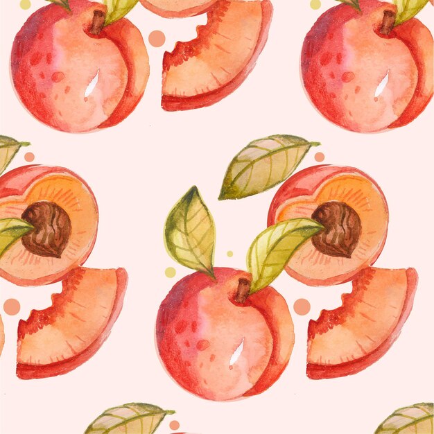 Hand painted watercolor peach pattern design