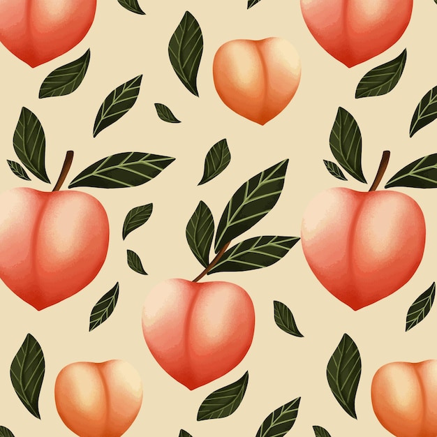 Free vector hand painted watercolor peach pattern design