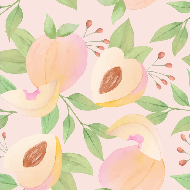 Hand painted watercolor peach pattern design