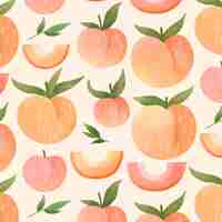 Free vector hand painted watercolor peach pattern