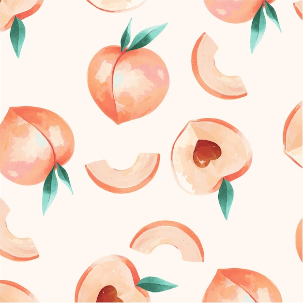 Hand painted watercolor peach pattern