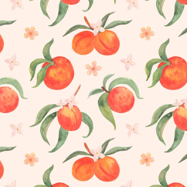 Hand painted watercolor peach pattern