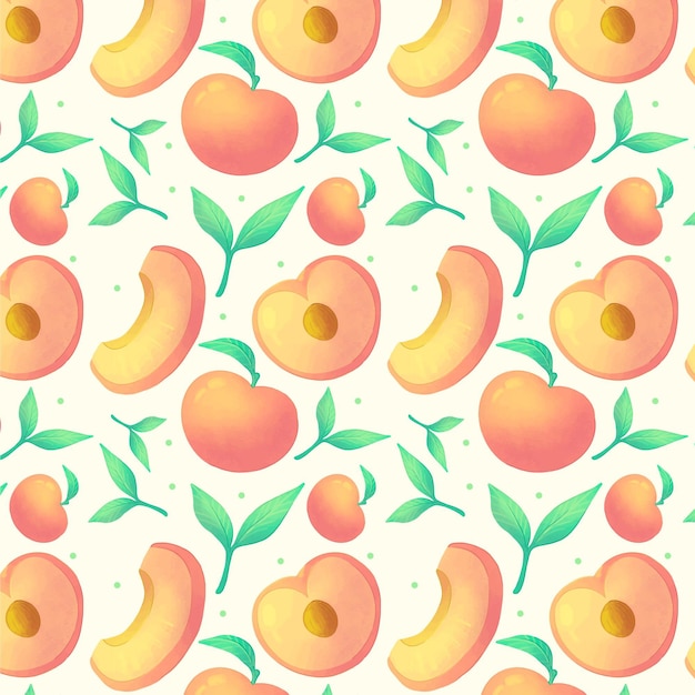 Free vector hand painted watercolor peach pattern