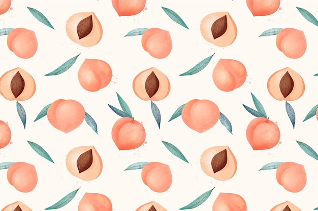 Hand painted watercolor peach pattern