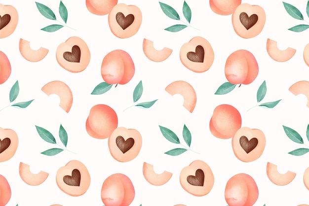 Free vector hand painted watercolor peach pattern