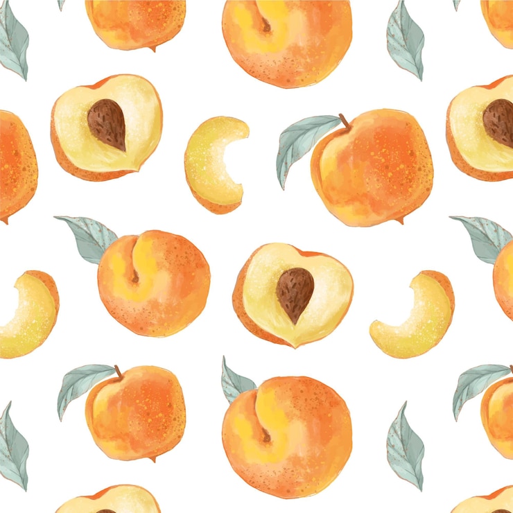 Free Vector hand painted watercolor peach pattern