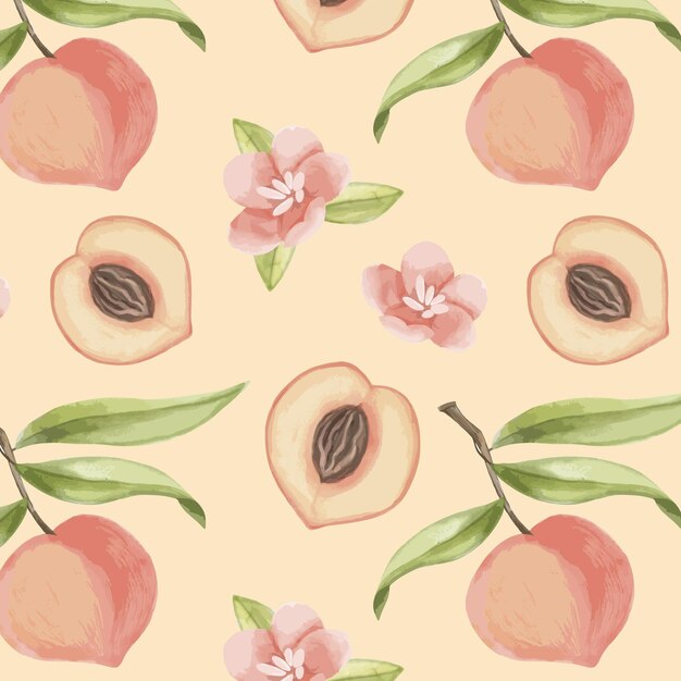 Free vector hand painted watercolor peach pattern