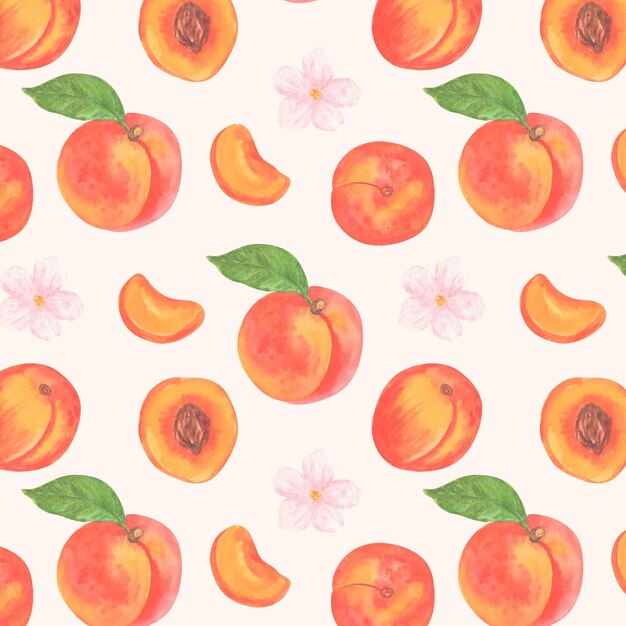 Hand painted watercolor peach pattern