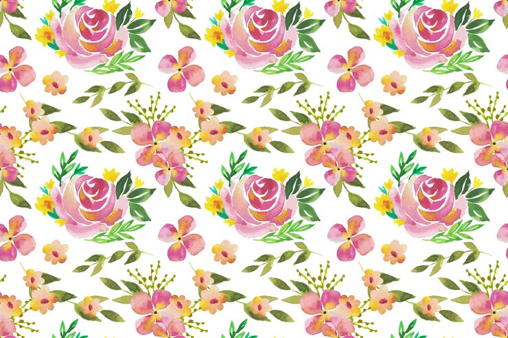 Free Vector hand painted watercolor pressed flowers pattern