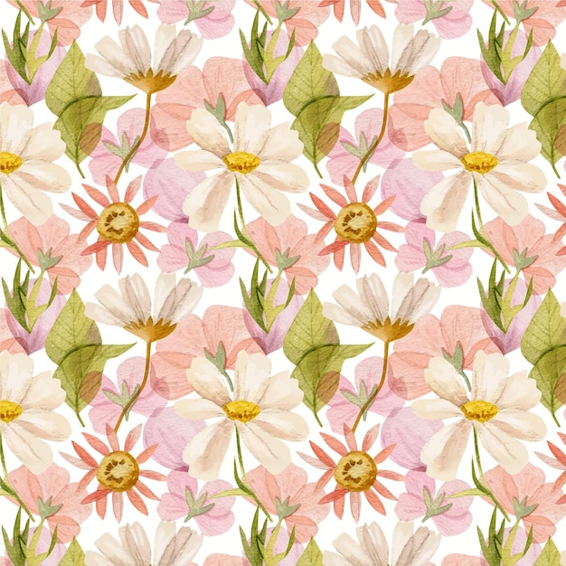 Free vector hand painted watercolor pressed flowers pattern