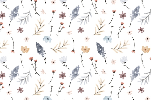 Free vector hand painted watercolor pressed flowers pattern