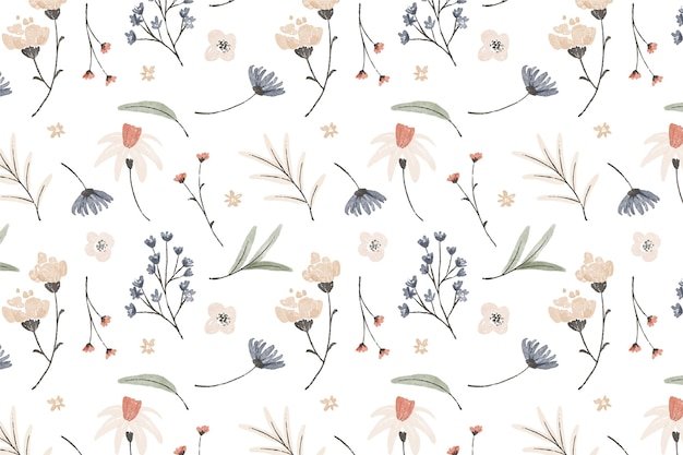 Free Vector hand painted watercolor pressed flowers pattern