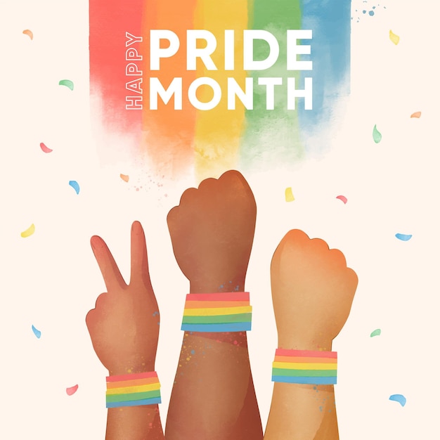 Free vector hand painted watercolor pride day illustration