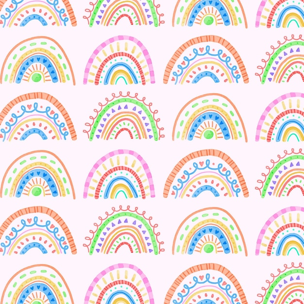 Free vector hand painted watercolor rainbow pattern design