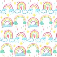 Free vector hand painted watercolor rainbow pattern design