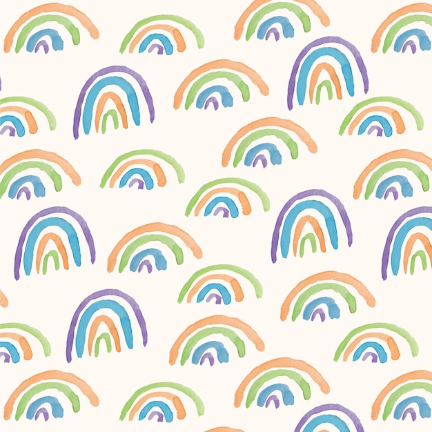 無料ベクター 手描きの水彩画の虹のパターンデザイン