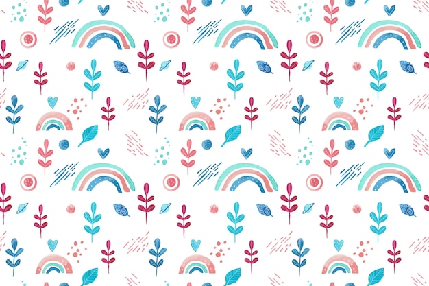 Free vector hand painted watercolor rainbow pattern design