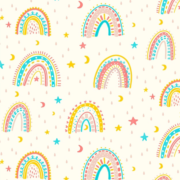 Free vector hand painted watercolor rainbow pattern design