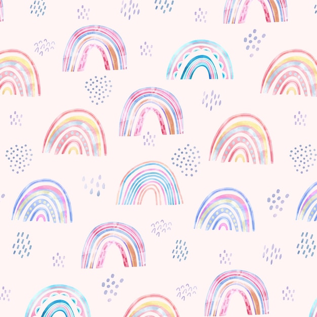 Hand painted watercolor rainbow pattern design