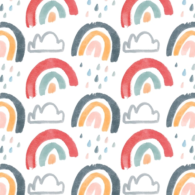 Hand painted watercolor rainbow pattern design