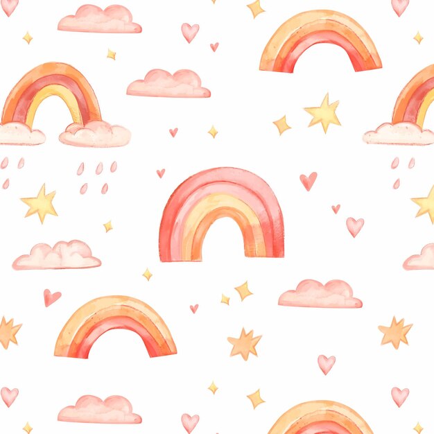 Hand painted watercolor rainbow pattern design