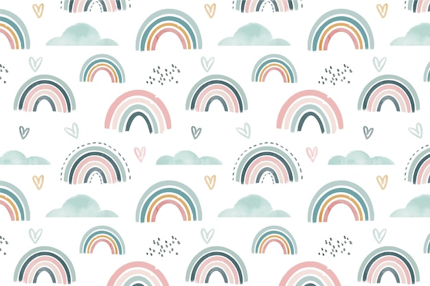 Hand painted watercolor rainbow pattern design