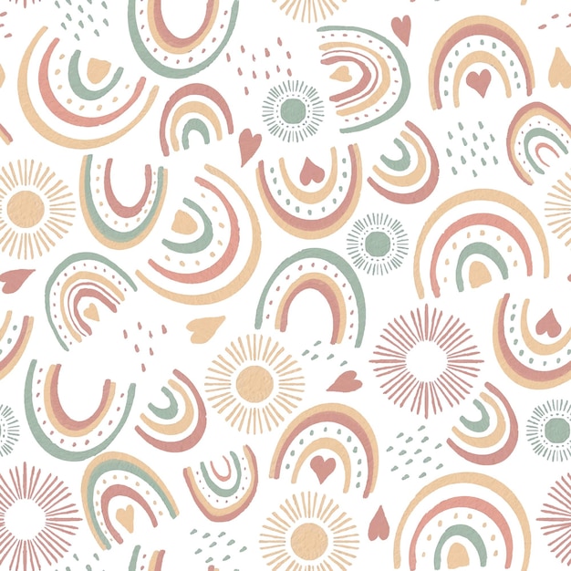 Free vector hand painted watercolor rainbow pattern design