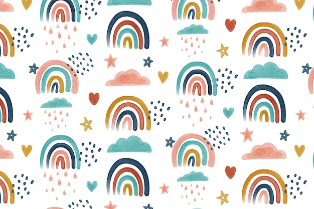 Free vector hand painted watercolor rainbow pattern