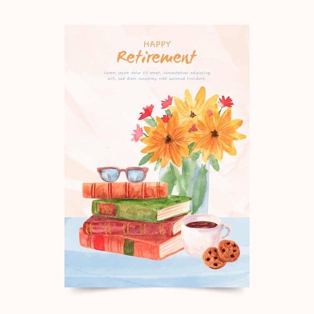 Free vector hand painted watercolor retirement greeting card