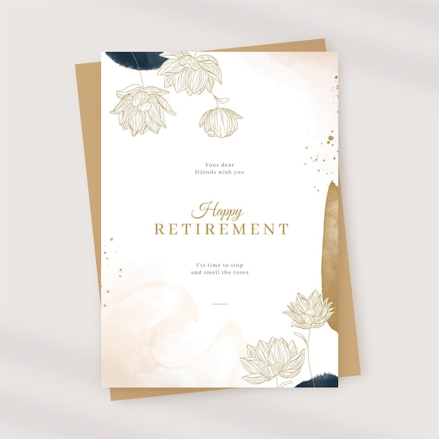 Hand painted watercolor retirement greeting card