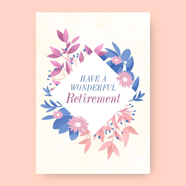 Free vector hand painted watercolor retirement greeting card