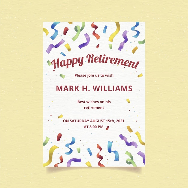 Hand painted watercolor retirement greeting card