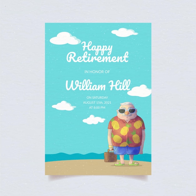 Free Vector hand painted watercolor retirement greeting card