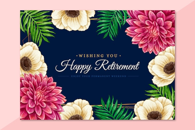 Free vector hand painted watercolor retirement greeting card