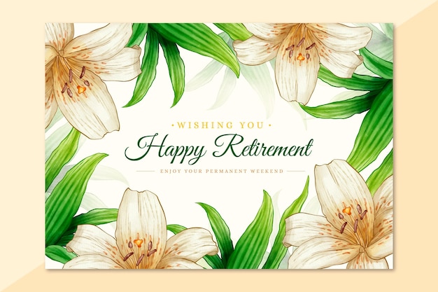 Free vector hand painted watercolor retirement greeting card