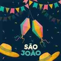 Free vector hand painted watercolor sao joao illustration