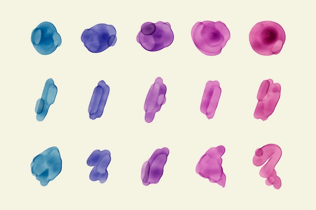 Free vector hand painted watercolor stain pack